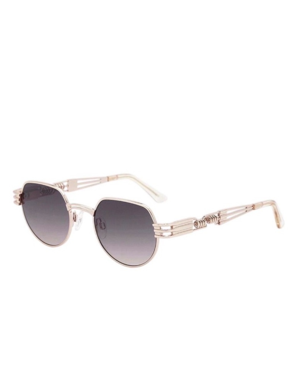 NEW Carolina Lemke Gold Tan Metal Intricate Frame Sunglasses Unisex Geometric